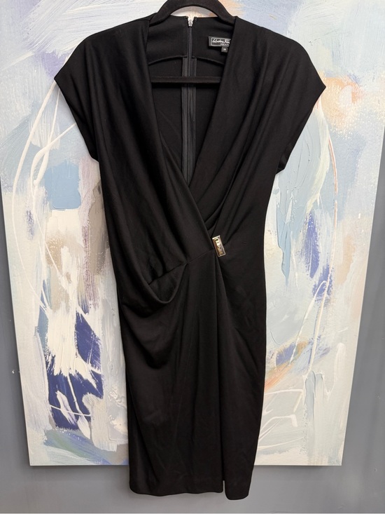 Salvatore Ferragamo Dresses & Skirts - Salvatore Ferragamo Black 100% Wool Faux Wrap Dress Gold Buckle IT 38 Small
